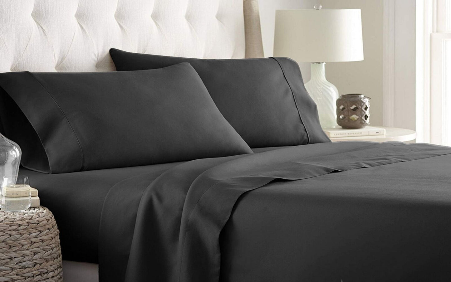 1200TC Black Organic cotton sheet set